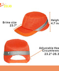 Bump Cap Safety Hat For Work 5 Pack, Reflective Neon Mesh, Lightweight ABS Shell, one-size adjustable, foam pads, side and back view