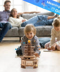 3D Wooden Orrery Solar System Puzzle Kit for Adults, Huge Planet Model With 8 Orbiting Planets, Mechanical Gear Building Toy, Easy Assembly, Epic Gift for Science Lovers and STEM Fans, family playing