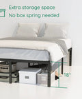 Heavy Duty 18 Inch Full XL Metal Bed Frame Zero Flex Rock Solid Steel Platform Base with extra storage space underneath.