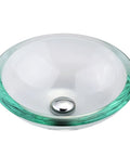 Clear Edge Glass Vessel Sink In Satin Nickel Finish, Above Counter Vessel Design, Tempered Glass, Scratch And Stain Resistant