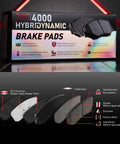 HybriDyn 4000 brake pads from front and rear brake kit for 2011-2014 Lexus CT200h and 2010-2015 Toyota Prius Plug-In shown in box