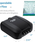 4 Outlet Aquarium Air Pump Quiet Adjustable Oxygen Aerator For Fish Tanks And Ponds Includes Airline Tubing Air Stone Cylinders Connectors And Check Valves Delivers 160 GPH For Tanks Up To 200 Gallons Low Power 10 W