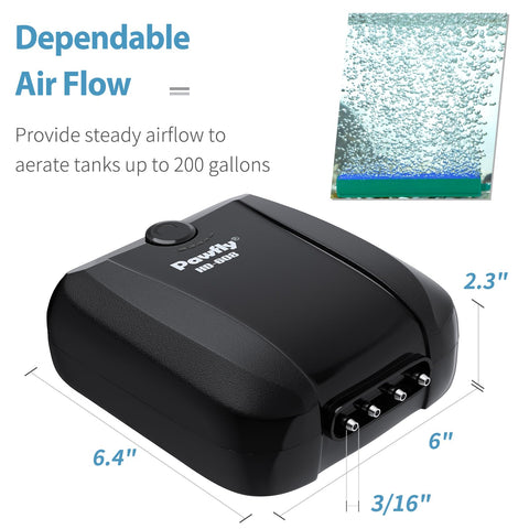 4 Outlet Aquarium Air Pump Quiet Adjustable Oxygen Aerator For Fish Tanks And Ponds Includes Airline Tubing Air Stone Cylinders Connectors And Check Valves Delivers 160 GPH For Tanks Up To 200 Gallons Low Power 10 W