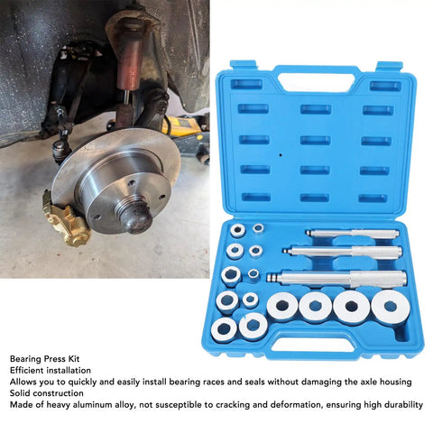 17 Piece Bearing Press Kit With Aluminum Alloy Universal Bearing Race And Seal Driver Includes 14 Double Sided Adapters in case