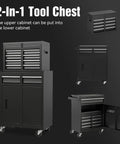 Five Drawer Rolling Tool Cabinet With Detachable Top Box, Locking Wheels, Adjustable Shelves, Pro-Grade Heavy-Duty Rust-Resistant Steel