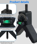 Front view of Jhtii magnetic center head pipe center finder with Y-shaped stand, dial protractor and bubble level