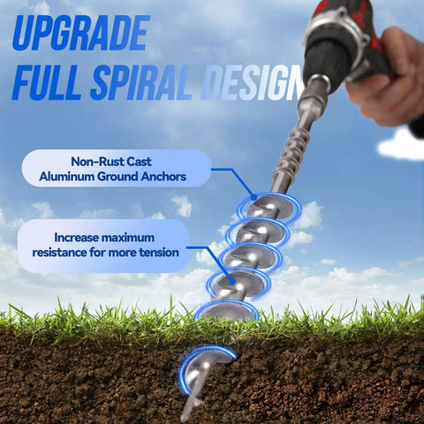 Beefy Heavy Duty 12 Pack 14 Inch Ground Anchors Screw In Non Rust Cast Aluminum Detachable Tent Stakes spiral design