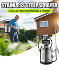 One Gallon Stainless Steel Pump Sprayer With 20 Inch Wand And 4 Foot Hose for Plants, Weed And Pest Control in garden