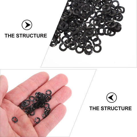 500 Pack Metal Wave Washers Set 4x8x0.3mm Pro Grade Spring Washers Gasket Kit For Machine Repair And Industrial Fasteners Durable Load Distribution Pre Tempered Uniform Wave Heights And Reliable Performance black wave washers shown in hand