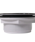 Heavy Duty No Caulk Shower Drain With Slick Polished Chrome Grate showing 2in pipe connection and strong compression fit for easy installation.