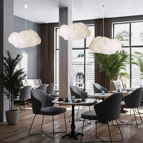 Floating White Cloud Pendant Light With Cotton Shade For Living Room Bedroom Nordic Minimalist Ceiling Fixture Easy To Install Energy Saving LED Bulbs Safe And Modern Chandelier For Homes Hotels Restaurants