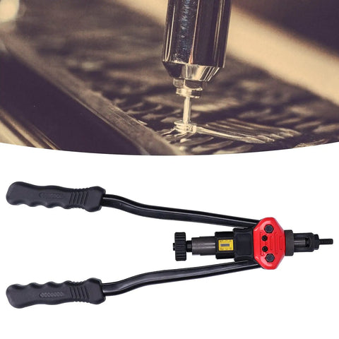 Beefy Pro Grade Heavy Duty Double Handle Hand Riveter Tool with M3-M10 mandrels and blackened steel BT 607 set view