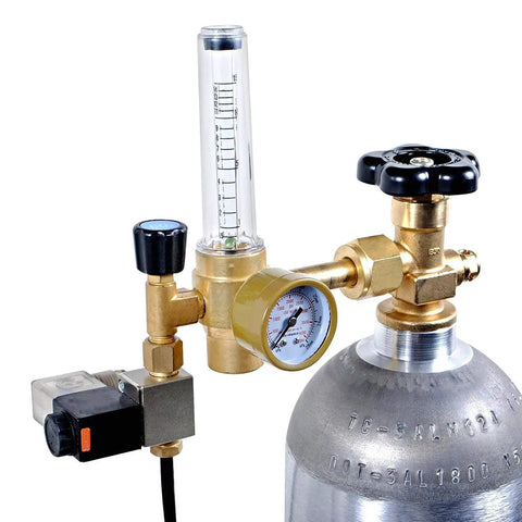 CO2 Regulator Kit with Gauge and Flow Meter, 120V Solenoid Plug for Grow Rooms and Indoor Gardens, Works with PPM Controllers and Timers.