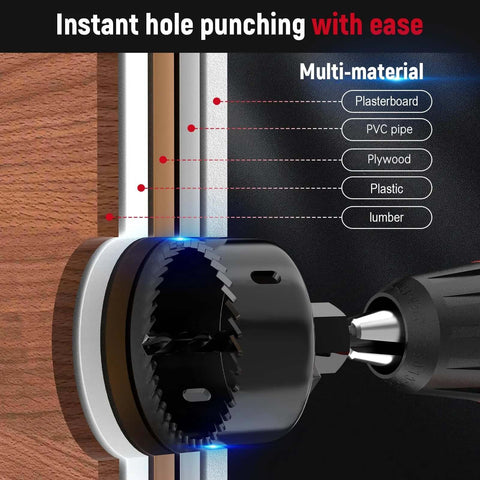 12-piece black hole saw kit with arbors and hex key, includes 8 sizes from 3/4" to 2-1/2".