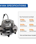 Rear Wheel Hub And Bearing Assembly Easy Install Drop In Fit For 2005 To 2012 Nissan Armada, 2004 Pathfinder Armada, And 2004 To 2010 Infiniti QX56 With ABS Replacement For Smooth Operation And Lasting Durability, specifications included.
