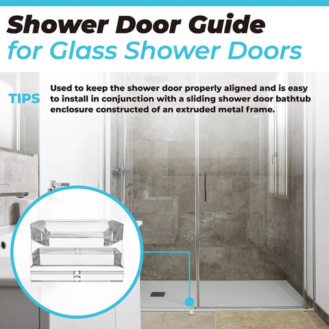 Clear Acrylic Sliding Shower Door Bottom Guide With Screw For Sliding Shower Doors Three Eighths Inch Channels Plastic Guide installed