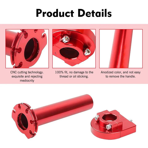 Top Shelf Performance Heavy Duty Motorcycle Throttle Grip 22 Mm 7 8 Inch CNC Aluminum handlebar with smooth fit and anodized red finish.