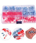 Zerk Fitting 100Pcs Assortment Kit With Straight And Grease Nipples shown in clear plastic case, zinc plated iron fittings