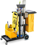Cleaning Cart On Wheels For Janitorial And Custodial Use Heavy Duty Rolling Supply Organizer for Housekeeping, 3 shelves, 440 LB Capacity
