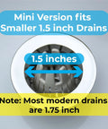 Disposable Hair Catcher Strainer For One Point Five Inch Tub Drains Eco Friendly Bioplastic Sink Catcher shown fitting 1.5 inch drain.