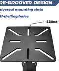Heavy Duty Bench Grinder Stand With Vise Mount And Drill Press Ready Base showing pre-grooved design and mounting slots.