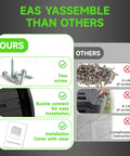 Comparison of assembly ease for 43 Gallon Dual Chamber Tumbler Compost Bin For Outdoor Gardens, showcasing fewer screws and clear instructions.