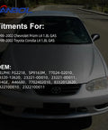 Car displaying fitment information for Electric Fuel Pump Module Assembly For Chevy Prizm And Toyota Corolla 1998 To 2002 1.8L L4 Gas Sedans
