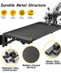 Durable foldable magnetic work table with aluminum alloy frame, rubber-coated surface, and carbon steel components for tool boxes.