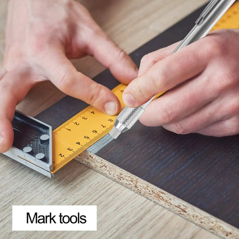 Hands using Heavy Duty Professional Grade Round Soapstone Pencils With Secure Grip Holder And Full Refill Pack for precise marking.