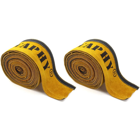 2-Pack TIG Welding Torch Cable Cover With Flame Resistant Yellow Leather, 275 By 3.9 Inches, 23 Feet Long, Cowhide With Kevlar Stitching