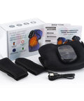All In One Heated Massager With Heat And Vibration For Knees Shoulders Elbows And More with box and accessories displayed