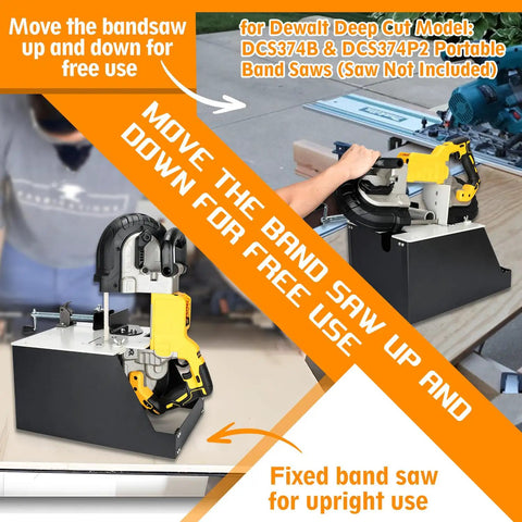 2 In 1 Portable Band Saw Stand with alloy steel construction, adjustable height, for use with Dewalt DCS374B DCS374P2
