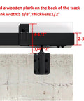 Detailed view of wall mount box track for 16Ft Exterior Double Sliding Barn Door Hardware Kit, showing measurements for installation.