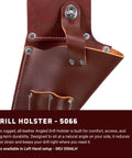Right Hand Cordless Drill Holster With Two Built-In Bit Holders For Easy Grab-And-Go Access Ergonomic Angled Leather Holster
