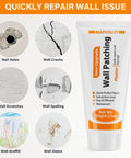 Drywall Repair Kit 2 Pack With Scrapers And Protective Gloves Odorless No Mess Quick Patch For Holes And Cracks In Home Walls Plaster Dent Repair Safe Eco Friendly Materials shown with various wall damage examples.