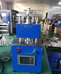 Heavy Duty Electric Coin Cell Crimper Sealing Machine With Integrated Crimping And Disassembling Dies For Cr2032 Cr2025 Cr2016 Button Cells, blue, with touch screen controls.