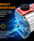 Heavy Duty Electric Hydraulic Brake Actuator 12 Volt Disc Brake Converter Kit 1600 Psi Switch Sealed Aluminum Build showing oil injection port.