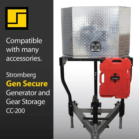 A Frame Trailer Tray Mount For RVs, Front Cargo Carrier And Rack with aluminum storage box and red container