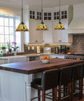 Dope Mini Tiffany Style Pendant Light Fixture With Vintage Firecracker Stained Glass for Kitchen Island 8 Inch Wide