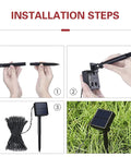 Installation steps for Solar Powered String Lights With 200 LEDs, 72 ft Long, 8 Modes, Waterproof Crystal Globe Balls.