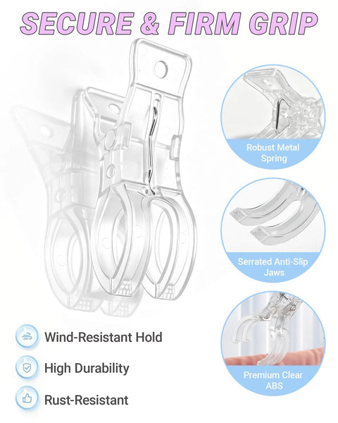 10 Pack 3.5 Inch Clear Plastic Balloon Arch Clips Spring Clamps For Photography Studio Backdrops showing robust metal spring