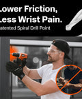 Man using 44 Pieces Self Tapping Screws For Metal Hex Head Size 12 By 3 Inch Self Drilling For Thick Steel Easy Install