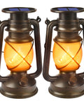 Outdoor Solar Lanterns 2 Pack Waterproof Bronze Flickering Flame Lights For Garden Patio And Yard Auto Charge No Batteries