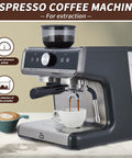 Straight Up Pro Grade 20 Bar Espresso Machine Packs Adjustable Conical Burr Grinder And Reliable Milk Frother Steam Wand brewing espresso.