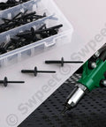 75-Piece All Black Large Flange Aluminum Blind Rivets Kit With Multiple Sizes 3/16 X 3/8 In, 4/5 In, And 1 In Open End Pop Rivets