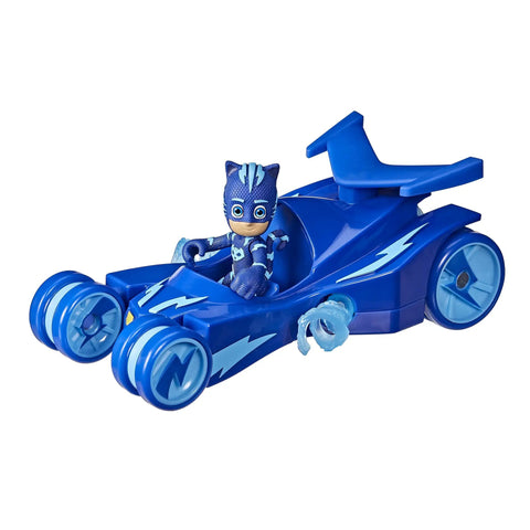 Preschool Gekko Transforming Vehicle Toy With Button Press Wheels To Fins Mode And Matching Action Figure For Kids Age Three Plus No Batteries Required Bad Boy Ride Legit Awesome Tot Approved Play Set with Catboy figure in blue vehicle.
