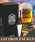 Funny 15Oz Beer Glass For Civil Engineer Gift On Birthday Christmas Just Assume I Am Always Right Perfect Gift For Men boxed set