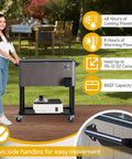 80 Quart Patio Cooler With Bottle Opener And Cap Catcher, Rolling Ice Chest With Wheels For Backyard Parties, Gray