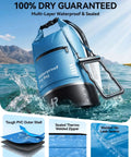 10L Waterproof Dry Bag With Floating Roll Top Bonus Phone Case Non Toxic PVC For Kayaking Beach Fishing Gym Camping And All Outdoor Adventures Durable Tearproof Build Go To Gear, blue bag in water
