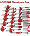 Pro Level 8MM Shank Tungsten Carbide Router Bits Set For Woodworking 35 Piece Heavy Duty Milling Cutter Kit in red color.